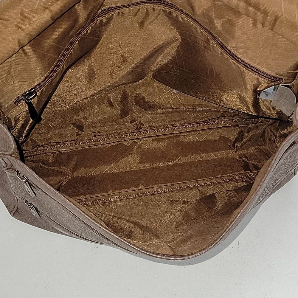 Longchamp Brown Leather Messenger Crossbody Bag